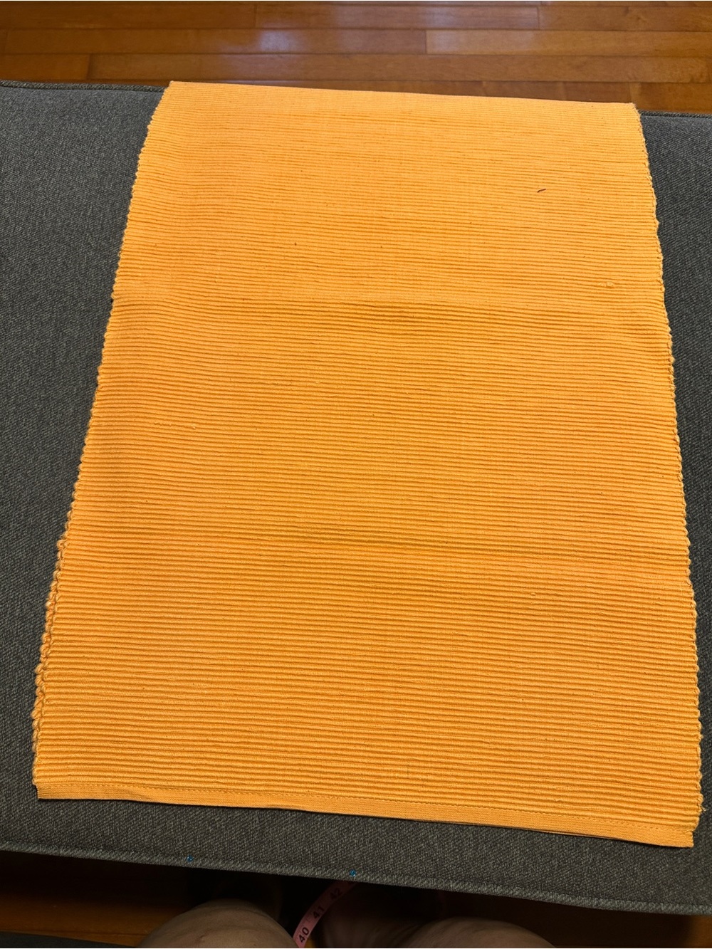 Bright Orange Ribbed Knit Table Runner - 100% Cotton (57 Inches)